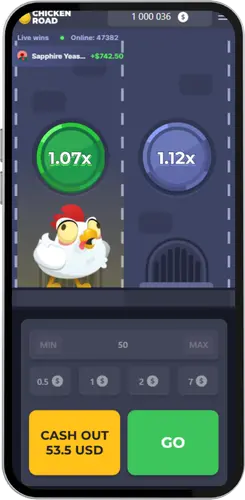Chicken Road jump with 1x07 multiplier on mobile screen