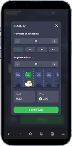 Setting autoplay and an auto-cashout step